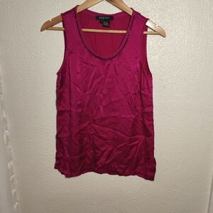 Etcetera 100% Silk Chain Link Neckline Silk Tank Blouse sz 2 Fuchsia Pink
